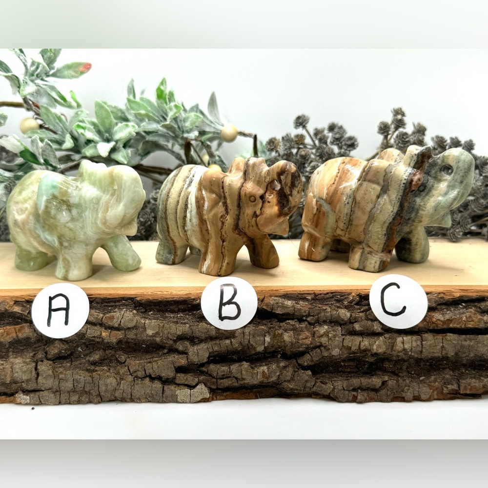 Caribbean Calcite Elephant Carvings